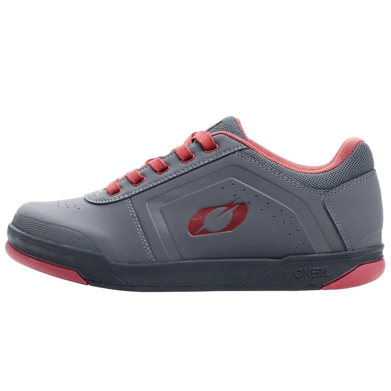 O Neal Pinned Flat Shoes in Grey Red